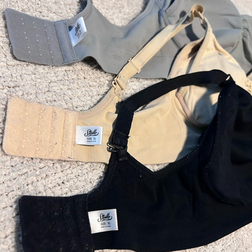 Set of Three Wireless Maternity Bras in Black, Beige, and Gray - Picture 4 of 4